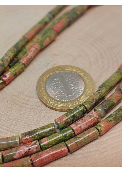 Bileklik Boy Unakit Taşı Silindir Kesim 4X12.5MM Yarım Dizi (49370) (18CM Uzunluğundadır) fiyatları