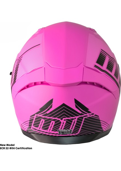 Motosiklet Kadın Kaskı 22.R06 Sertifika Güneş Vizörlü Fiber Kask Full Face Motor Kask Furchsia Lady modelleri