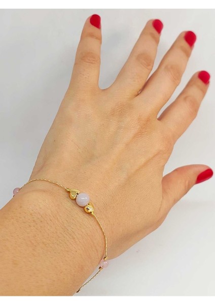 Pembe Kuvars Taşı Tasarım Bileklik (52046) fiyatları