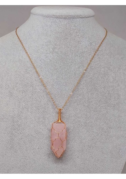 Pembe Kuvars Bakır Malzemeli El Örgüsü Özel Pandül Sarkaç (Kolye Ucu) (51336) fiyatları