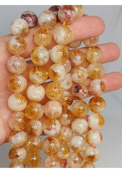 Bileklik Boy Sitrin Taşı Açık & Koyu Karışık Renk Yarım Dizi 12MM (18CM Uzunluğundadır)