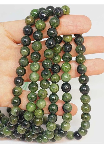 Bileklik Boy Diopsit Taşı Yarım Dizi 8mm (49246) (18CM Uzunluğundadır)