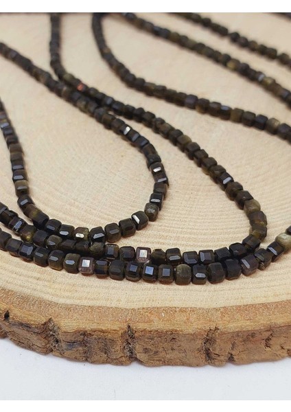 Golden Obsidyen Taşı Küp Şekilli Dizi 3mm (51170) modelleri