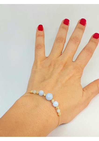 Akuamarin Taşı Tasarım Bileklik (52076)