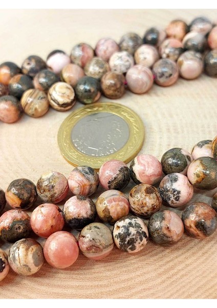 Çeyrek Dizi (9cm Uzunluğundadır!) Rodokrozit Taşı Koyu Renk Çeyrek Dizi 8mm modelleri