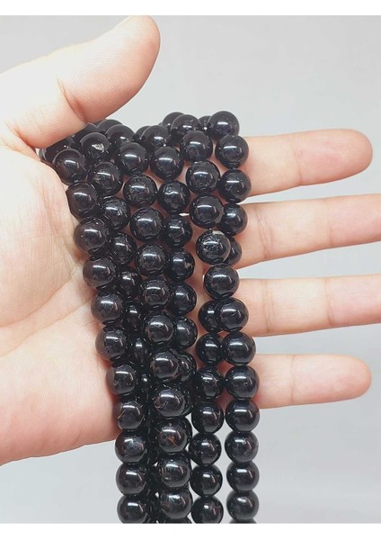 Bileklik Boy Turmalin Taşı Yarım Dizi 9.5mm (51422) (18CM Uzunluğundadır)