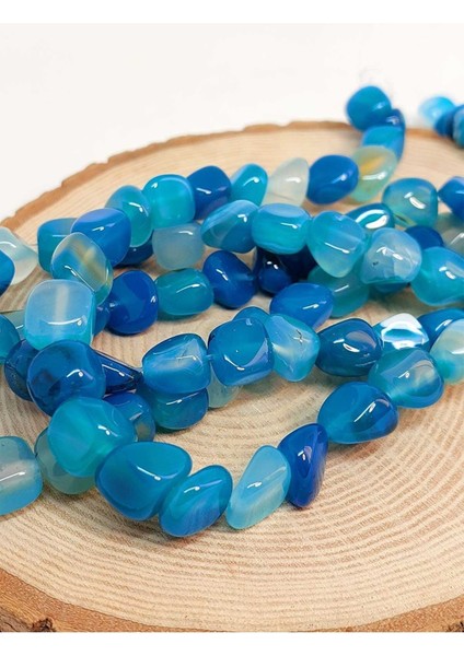 Bileklik Boy Akik Mavi Doğal Tımbıl Taşlar Yarım Dizi (18CM Uzunluğundadır) modelleri