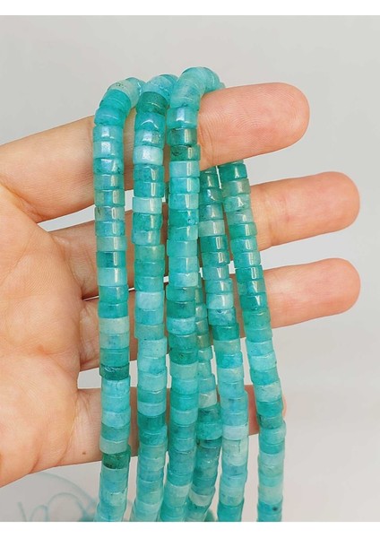 Bileklik Boy Amazonit Taşı Şekilli 3X6MM Yarım Dizi (49350) (18CM Uzunluğundadır)