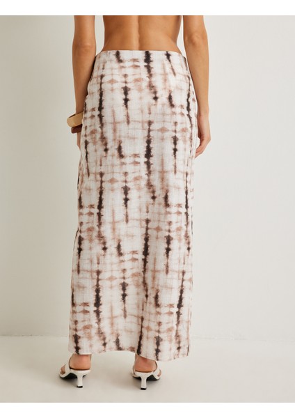 x Şahika Ercümen Midi Boy Sarong Etek Batik Desenli Yüksek Bel Pamuklu fırsatları