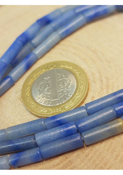 Bileklik Boy Mavi Aventurin Taşı Silindir Kesim 4X12.5MM Yarım Dizi (49398) (18CM Uzunluğundadır) fiyatları