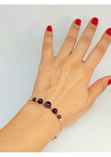 Ametist Taşı Tasarım Bileklik (52126)