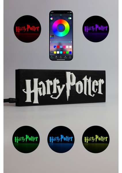 Harry Potter - Rgb LED Işıklı 3 Boyutlu Tabela - 20CM x 7cm x 2cm (Bluetooth Kontrollü)