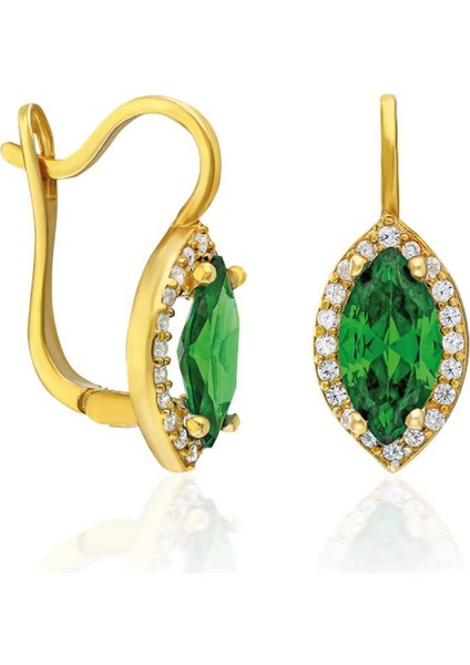 Zarif Yeşil Taşlarla Su Damlası Küpeler