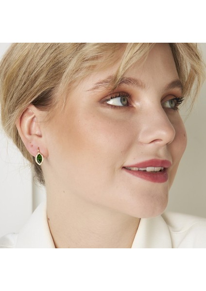 Zarif Yeşil Taşlarla Su Damlası Küpeler indirimleri