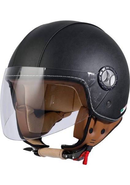 Kask Sway Yarım Deri Kask 701 Siyah