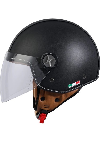 Kask Sway Yarım Deri Kask 701 Siyah
