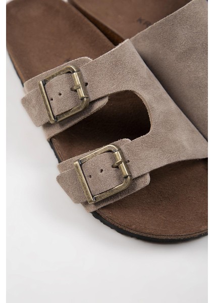 Jose Erkek Deri Çift Tokalı Vizon Terlik fırsatları