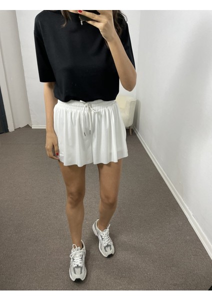 Beyaz Taytlı Spor Şort S