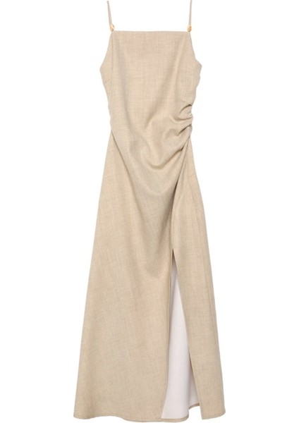 Taş Sırt Dekolteli Yırtmaçlı Elbise fırsatları