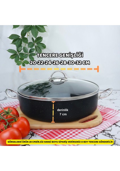 Granit Basık Tencere Siyah - Inox