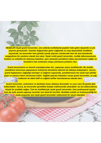 Granit Basık Tencere Siyah - Inox