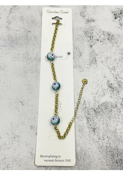 Top Nazar Boncuklu Çelik Bileklik