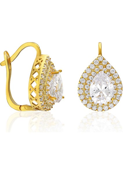 Damlalı Taşlı Elmas Küpeler