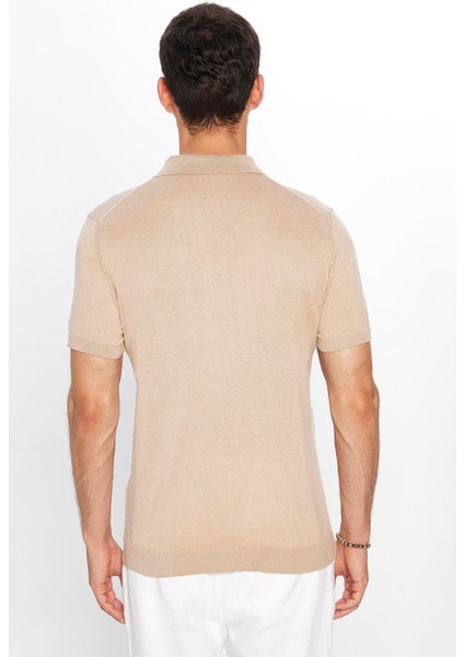 Erkek Slim Fit Dar Kesim Pamuklu Örme Triko Taş Polo Yaka Tişört indirimleri