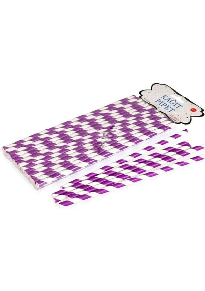 Pipet Kağıt Mor-Beyaz Spiral Modeli - 25'li