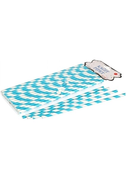 Pipet Kağıt Mavi-Beyaz Spiral Modeli - 25'li