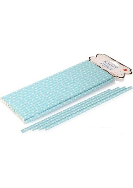Pipet Beyaz Puantiyeli Mavi Kağıt - 25'li 19.5 cm