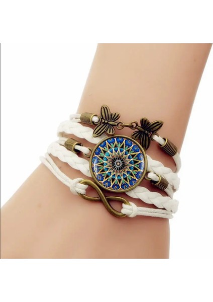 Bohem Tarz Örgülü Taşlı Kelebekli Sonsuzluk Işaretli Çoklu Vintage Kadın Bileklik
