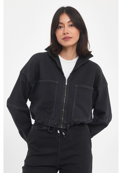 Kadın Marla Black Oversize Geniş Kesim Jean Ceket fırsatları