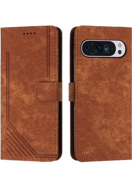 Google Piksel 9 Kickstand Cüzdan Pu Deri Kart Ekleme Için Flip Case (Yurt Dışından)