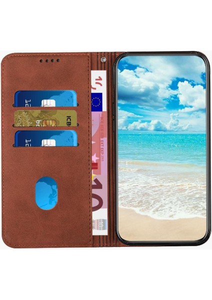 IPhone 16 Pro Max Pu Deri Kart Ekleme Kickstand Için Flip Case (Yurt Dışından)