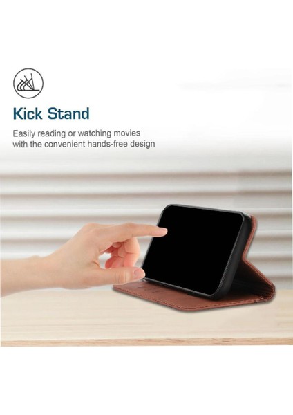 IPhone 16 Pro Max Pu Deri Kart Ekleme Kickstand Için Flip Case (Yurt Dışından)