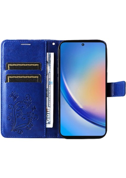 Samsung Galaxy A55 5g Pu Deri Manyetik Kapak Kart Yuvası ile (Yurt Dışından)