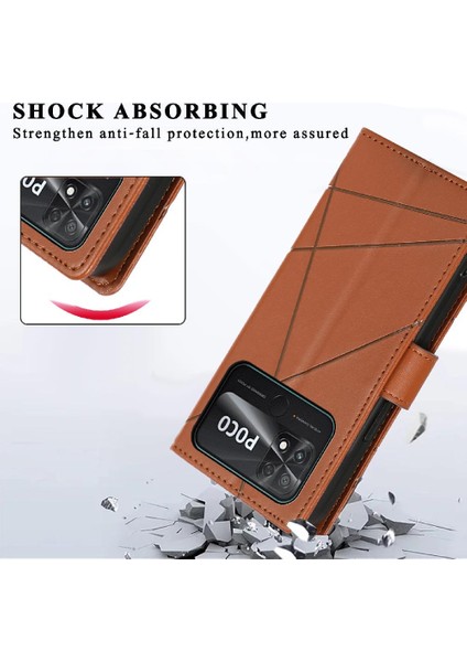 Xiaomi Poco C40 Üç Kart Yuvaları Için Flip Case Kickstand Darbeye Şok (Yurt Dışından)