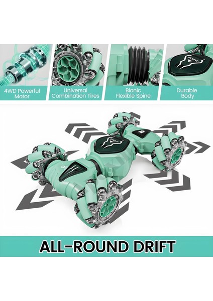 2.4ghz Uzaktan Kumandalı Şarjlı 4x4 Akrobat Araba - El Sensörlü Işıklı 360° Dönen Akrobat Araba - Çift Kontrollü Stunt Twist Araba indirimleri