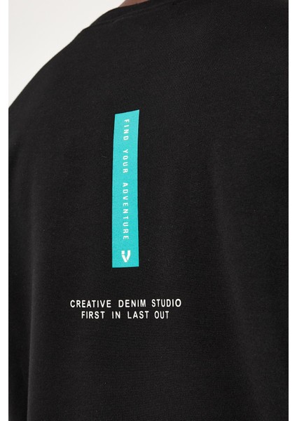 Erkek Tokyo Siyah Baskılı Bisiklet Yaka Sweatshirt fırsatları