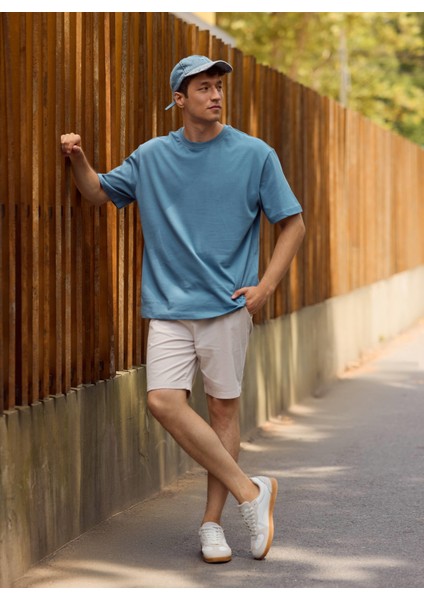 Erkek Oversize Navy Kalın Tişört