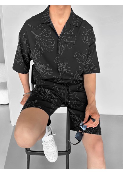 Baggy Fit Baskılı Şort Siyah fiyatları