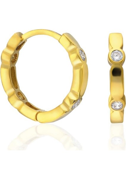Şık Dört Taşlı Halka Küpeler