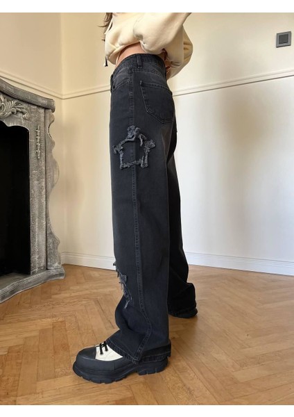 Yıldız Y2K Stars Patch Detay Jeans Pantolon 36