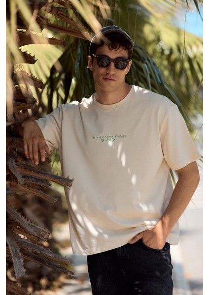 Erkek Paul Taş Sırtı Baskılı Bisiklet Yaka Regular Fit Tişört