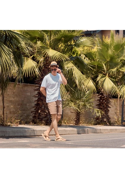 Erkek Beach Beyaz Baskılı Bisiklet Yaka Regular Fit Tişört modelleri