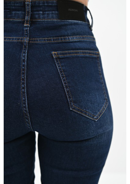Kadın Yüksek Bel Lacivert Jean Pantolon 6178-23 modelleri
