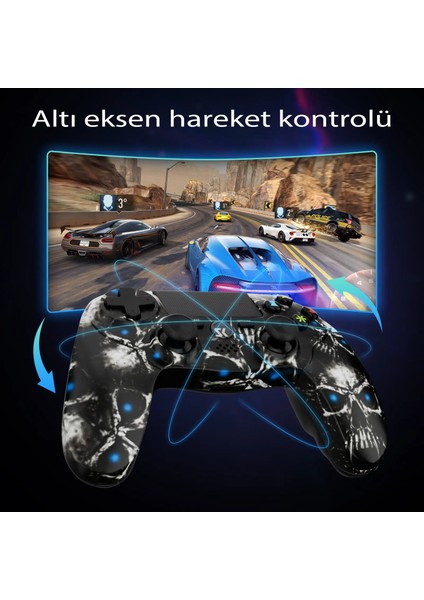 Kablolu Ps4 Kontrol Cihazı, Ps4/slim/pro/pc/ıos/android ile Uyumlu Kontrol Cihazı, 1000 Mah Akü Kapasitesi, Iki Titreşim Motoru, 6 Eksenli Hareket Jiroskopu ( Chatgpt Black) (Yurt Dışından)