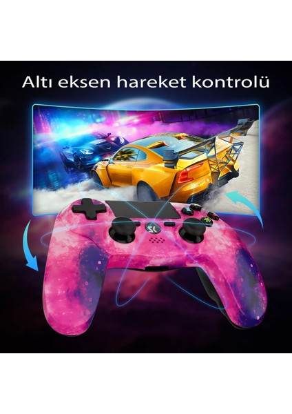 Kablolu Ps4 Kontrol Cihazı, Ps4/slim/pro/pc/ıos/android ile Uyumlu Kontrol Cihazı, 1000 Mah Akü Kapasitesi, Iki Titreşim Motoru, 6 Eksenli Hareket Jiroskopu ( Chatgpt Pembe) (Yurt Dışından)