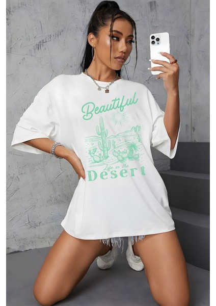 Beautiful Baskılı Pamuklu Oversize Tişört fiyatları